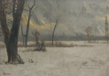Paisajes Painting - PAISAJE DE INVIERNO American Albert Bierstadt nieve
